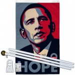 Obama Hope Vertical 3' x 5' Polyester Flag, Pole and Mount