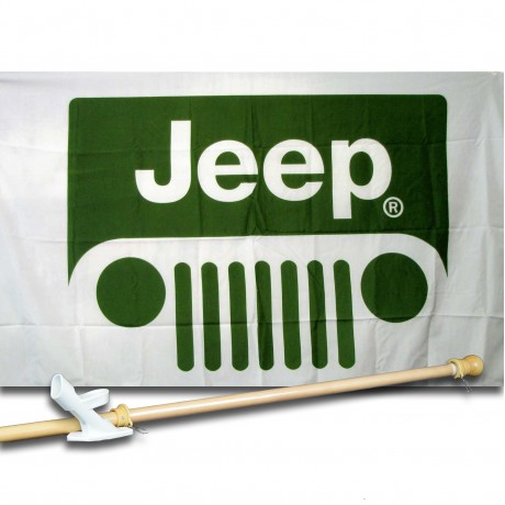 JEEP GRILL 3' x 5'  Flag, Pole And Mount.