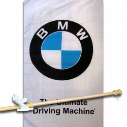 BMW WHT VERT ULTIMATE 3' x 5'  Flag, Pole And Mount.