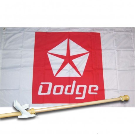 DODGE 3' x 5'  Flag, Pole And Mount.