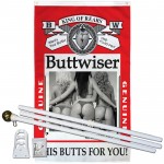 Buttwiser King Of Rears Vertical 3' x 5' Polyester Flag, Pole and Mount