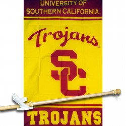 USC TROJANS VERTICAL 3' x 5'  Flag, Pole And Mount.