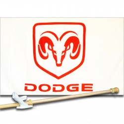 DODGE RAM 3' x 5'  Flag, Pole And Mount.