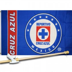 CRUZ AZUL SOCCER CLUB 3' x 5'  Flag, Pole And Mount.