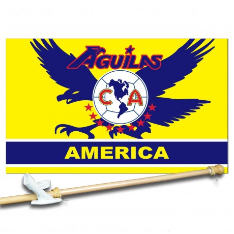 AGUILAS AMERICAS SOCCER CLUB 3' x 5'  Flag, Pole And Mount.
