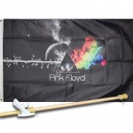 PINK  FLOYD MOON AND ROCKET 3' x 5'  Flag, Pole And Mount.