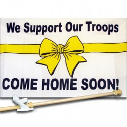 WE SUPPORT OUR TROOPS CHS 3' x 5'  Flag, Pole And Mount.