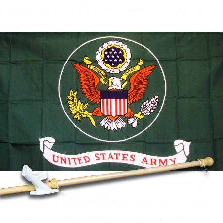 ARMY GREEN 3' x 5'  Flag, Pole And Mount.
