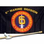 MARINE 6TH DIVISION 3' x 5'  Flag, Pole And Mount.