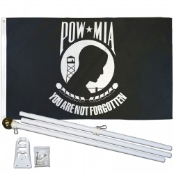 POW MIA 3' x 5' Polyester Flag, Pole and Mount