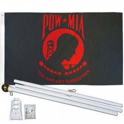 POW MIA Red 3' x 5' Polyester Flag, Pole and Mount