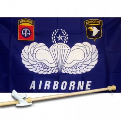 ARMY 82ND & 101ST AIRBORNE 3' x 5'  Flag, Pole And Mount.