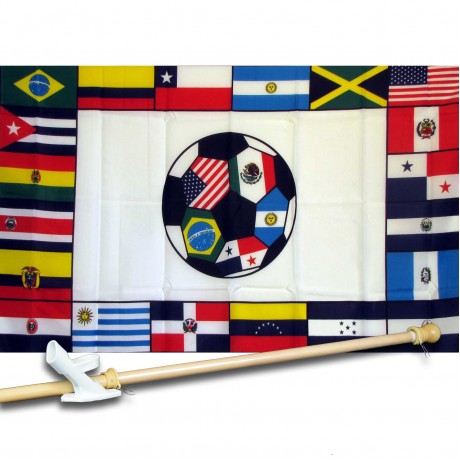 SOUTH AMERICAN SOCCER CLUB 3' x 5'  Flag, Pole And Mount.
