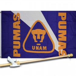 PUMAS SOCCER CLUB 3' x 5'  Flag, Pole And Mount.