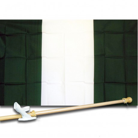 NIGERIA COUNTRY 3' x 5'  Flag, Pole And Mount.