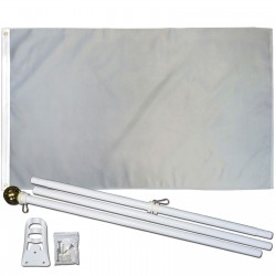 Solid Gray 3' x 5' Polyester Flag, Pole and Mount