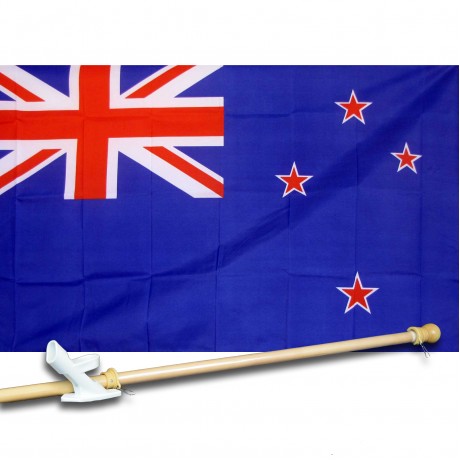 NEW ZEALAND 3' x 5'  Flag, Pole And Mount.