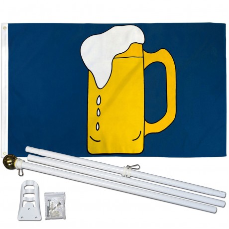 Beer Mug 3' x 5' Polyester Flag, Pole and Mount