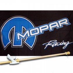 MOPAR BLUE 3' x 5'  Flag, Pole And Mount.
