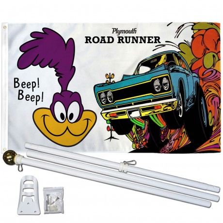 Plymouth Road Runner Car 3' x 5' Polyester Flag, Pole and Mount