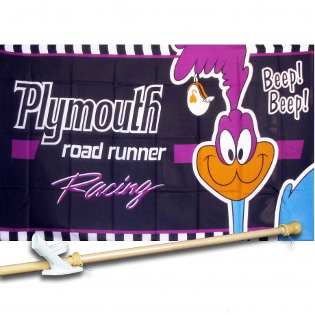 ROAD RUNNER 3' x 5'  Flag, Pole And Mount.
