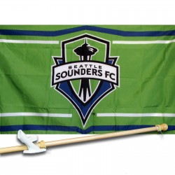 SEATTLE SOUNDERS 3' x 5'  Flag, Pole And Mount.