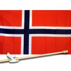NORWAY 3' x 5'  Flag, Pole And Mount.