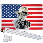 John Wayne USA 3' x 5' Polyester Flag, Pole and Mount