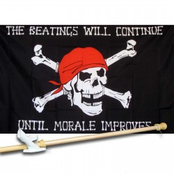 PIRATE MORALE 3' x 5'  Flag, Pole And Mount.