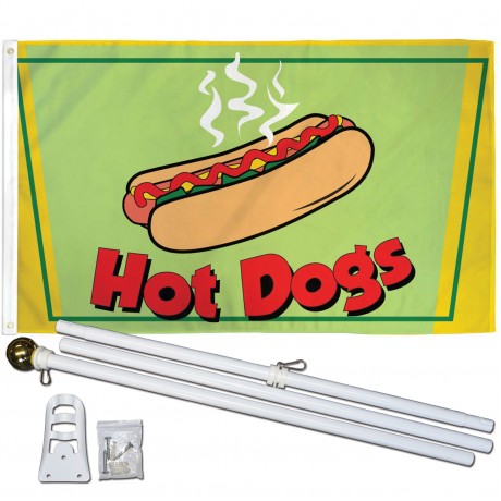 Hot Dogs 3' x 5' Polyester Flag, Pole and Mount