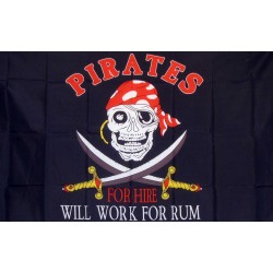 Will Work for Rum Pirate Premium 3'x 5' Flag