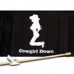 COWGIRL DOWN 3' x 5'  Flag, Pole And Mount.
