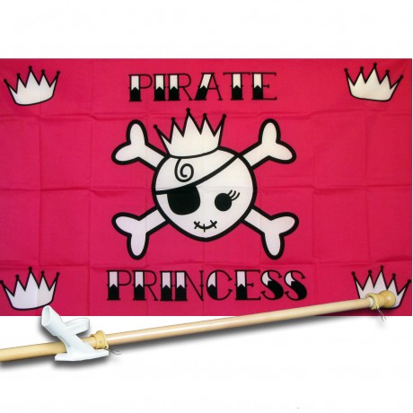 PIRATE PRINCESS CROWN 3' x 5'  Flag, Pole And Mount.