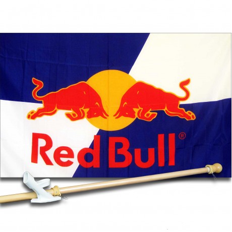 RED BULL 3' x 5'  Flag, Pole And Mount.