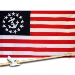 YACHT ENSIGN 3' x 5'  Flag, Pole And Mount.