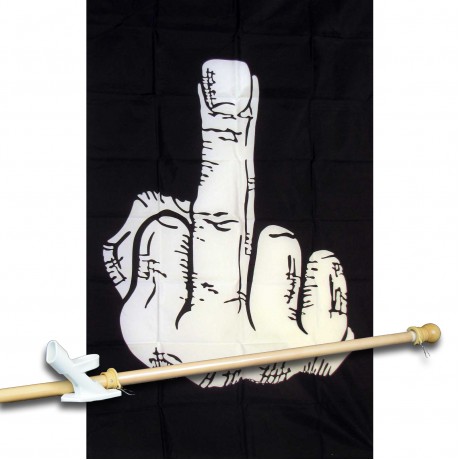 MIDDLE  FINGER 3' x 5'  Flag, Pole And Mount.