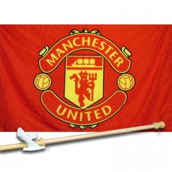 MANCHESTER UNITED 3' x 5'  Flag, Pole And Mount.
