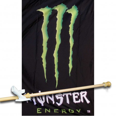 MONSTER GREEN VERTICAL 3' x 5'  Flag, Pole And Mount.