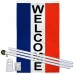 Welcome Vertical Patriotic 3' x 5' Polyester Flag, Pole and Mount