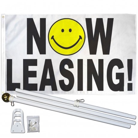 Now Leasing Smiley Face 3' x 5' Polyester Flag, Pole and Mount