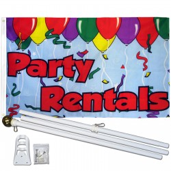 Party Rentals 3' x 5' Polyester Flag, Pole and Mount