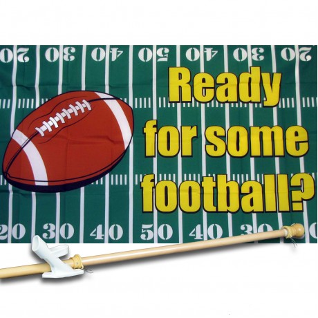 ARE YOU READY  FOR  FOOTBALL 3' x 5'  Flag, Pole And Mount.
