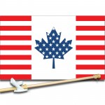 USA CANADA  FRIENDSHIP 3' x 5'  Flag, Pole And Mount.