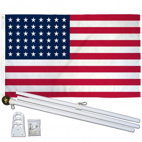 USA Historical 48 Star 3' x 5' Polyester Flag, Pole and Mount
