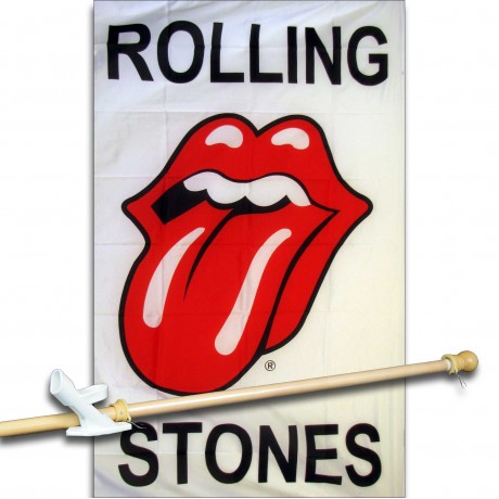ROLLING STONES 3' x 5'  Flag, Pole And Mount.