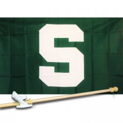 MICHIGAN STATE SPARTANS 3' x 5'  Flag, Pole And Mount.
