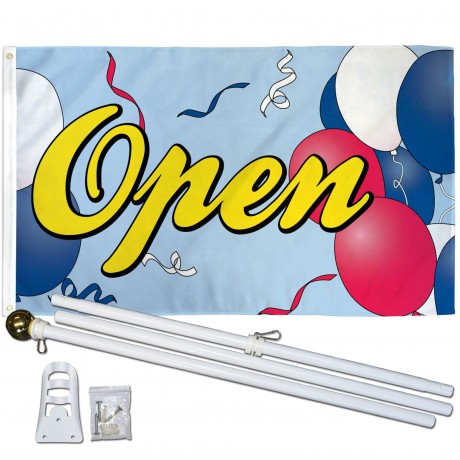 Open Balloons 3' x 5' Polyester Flag, Pole and Mount