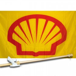 SHELL 3' x 5'  Flag, Pole And Mount.