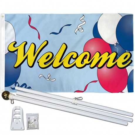 Welcome Balloons 3' x 5' Polyester Flag, Pole and Mount