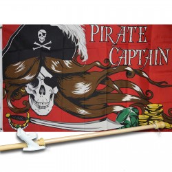PIRATE CAPTAIN 3' x 5'  Flag, Pole And Mount.